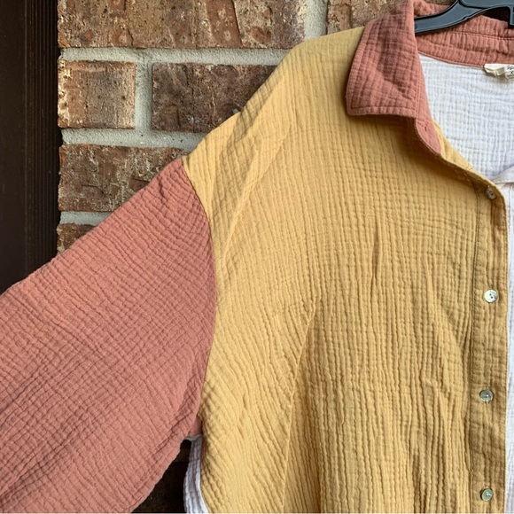 Entro Color Block gauze cotton Button Down - Picture 4 of 8